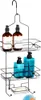 A black metal shower caddy with various bottles and a soap bar. Anteprima dell’immagine prodotto