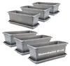 Blumenkasten anthrazit 6er Set mit Untersetzer für Balkon Produktbild-Vorschau 1