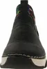A front view of a black boot with a colorful pattern around the ankle. Voir les images du produit