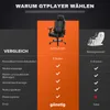 A comparison chart showing features of a GTPLAYER gaming chair versus a massage chair. Anteprima dell’immagine prodotto