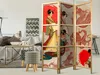 A room divider with Japanese-inspired artwork is placed in a living room setting. Produktbild-Vorschau