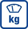 A graphic icon representing a scale with the letters 'kg' below it, indicating weight measurement in kilograms. Anteprima dell’immagine prodotto