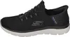 Side view of a black Skechers slip-on shoe with a white sole. Náhled obrázku produktu