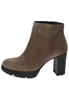 A single brown suede ankle boot with a chunky heel is shown against a white background. Produktbild-Vorschau