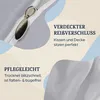 Close-up of a zipper on bedding, with text highlighting features. Produktbild-Vorschau