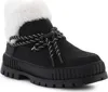 A black Palladium boot with white fur trim and black and white laces. Produktbild-Vorschau