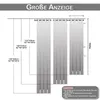 Diagram showing curtain sizes and dimensions with German text. Náhľad obrázku produktu