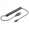 A coiled black USB cable with a standard USB-A connector on one end and a micro-USB connector on the other, shown against a white background. Produktbild-Vorschau