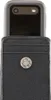A black leather phone case with a snap closure, holding a portion of a smartphone. Podgląd zdjęcia produktu