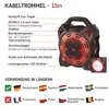 Gummi-Kabeltrommel mit LED-Strahler - 4 Steckdosen, 15m, 1,5mm2 Produktbild-Vorschau