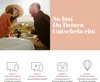 A couple enjoying wine outdoors with text overlay explaining how to redeem a gift voucher. Produktbild-Vorschau