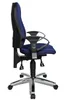 A side view of a blue and black office chair with a silver base and wheels. Náhľad obrázku produktu