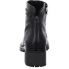 The back view of a black leather boot with a block heel. Náhled obrázku produktu