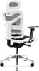 Side view of a white and black ergonomic office chair. Voir les images du produit