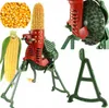A collage of images showing a corn sheller, corn kernels, and a corn cob. Náhled obrázku produktu