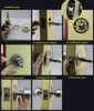 A collage of images showing the steps to install a door knob with a lock and key. Náhľad obrázku produktu