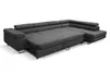 A dark gray sectional sofa with the pull-out bed mechanism partially extended. Produktbild-Vorschau