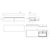 Technical drawing with dimensions of a bathroom vanity and sink. Anteprima dell’immagine prodotto