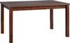 A brown wooden dining table is shown against a white background. Produktbild-Vorschau
