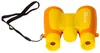 A pair of orange and yellow binoculars with a black lanyard, isolated on a white background. Produktbild-Vorschau