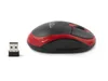 A black and red wireless computer mouse and its USB receiver are shown on a white background. Anteprima dell’immagine prodotto