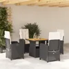 vidaXL 5-tlg. Garten-Essgruppe mit Kissen Schwarz Poly Produktbild-Vorschau 2