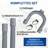 A diagram showing a washing machine drain hose set with labels and descriptions. Produktbild-Vorschau
