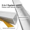 A close-up marketing image showing two sections of a white cable channel, highlighting its features. Produktbild-Vorschau