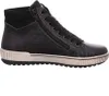A black high-top sneaker with a side zipper and laces, shown from the side against a white background. Voir les images du produit