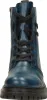 A front view of a blue lace-up boot with a thick black sole. Voir les images du produit
