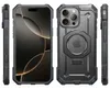Multiple views of a smartphone case with a stand and MagSafe compatibility. Náhľad obrázku produktu