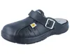 A black Abeba ESD-Sicherheitsschuhe x-light SB Clog is shown against a white background. Produktbild-Vorschau