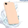 A peach-colored phone case is shown with water splashing around it. Produktbild-Vorschau