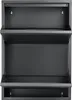 A front view of a gray metal shoe cabinet with three shelves. Produktbild-Vorschau