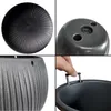 A collage of four images showing different views of a planter pot, including its base, exterior texture, and a detail of its inner liner. Anteprima dell’immagine prodotto
