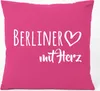Huuraa Kissen Berliner mit Herz 40x40cm mit Füllung Fuchsia Produktbild-Vorschau 1
