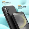 A black phone case is shown from two angles, highlighting its raised edges for camera and screen protection. The background is a light blue gradient. Náhľad obrázku produktu