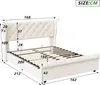 Lit coffre 160x200 cm en velours beige avec rangement Voir les images du produit 7