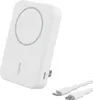 A white Belkin BoostCharge Pro inductive power bank with two white USB-C cables is shown against a white background. Voir les images du produit