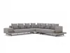 Wohnzimmer Set 3tlg Grau Ecksofa L-Form Holz Couchtisch Produktbild-Vorschau 1