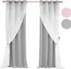 1 pièce Voile pour enfants Rideau à œillets double couche Voir les images du produit 1