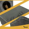 A collage of close-up shots of a cat tree, showing its texture and features like a toy and a den. Produktbild-Vorschau