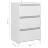 A white three-drawer chest of drawers with dimensions indicated. Produktbild-Vorschau