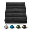 A box of Nespresso coffee capsules with four individual capsules displayed in front. Produktbild-Vorschau