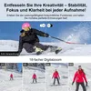 A person skiing and snowboarding with zoom examples. Produktbild-Vorschau