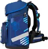 A side view of a blue school backpack with a graphic pattern. Anteprima dell’immagine prodotto