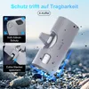 A portable charger is shown on a rocky surface with blue light effects. Produktbild-Vorschau