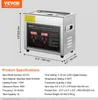 A VEVOR digital ultrasonic cleaner with product specifications shown. Voir les images du produit