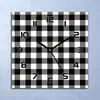 Wanduhr Echt-Glas-Küchenuhr Klassisch kariert Quarz Lautlos Produktbild-Vorschau 1