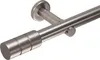 A close-up shot of a brushed metal curtain rod with a cylindrical end piece. Produktbild-Vorschau